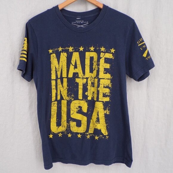 Grunt Style Graphic Made In The USA Men's Short Sleeve Tee - navy, size medium - Picture 1 of 6